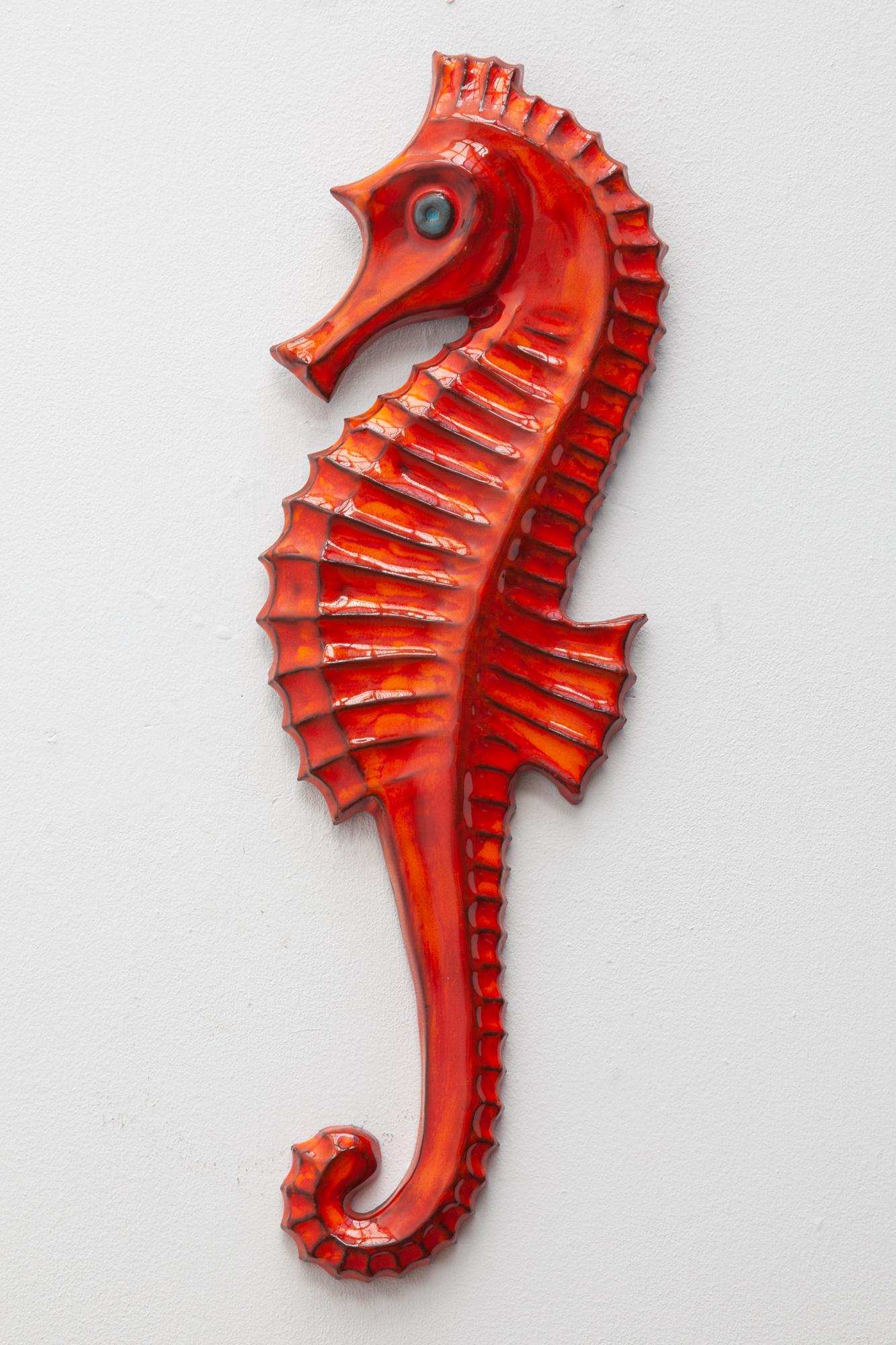 Belgian Seahorses Ceramic Wall Plaques Designed by F. Sanchez and Bayer, Belgium, 1960s