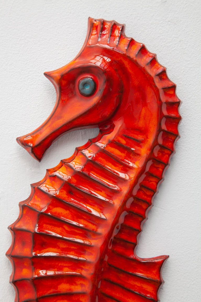 Seahorses Ceramic Wall Plaques Designed by F. Sanchez and Bayer