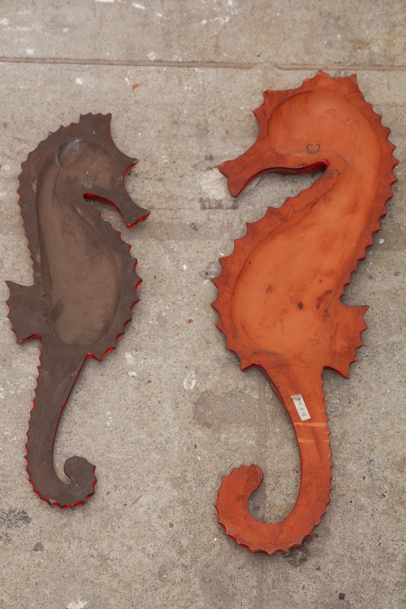 Mid-20th Century Seahorses Ceramic Wall Plaques Designed by F. Sanchez and Bayer, Belgium, 1960s