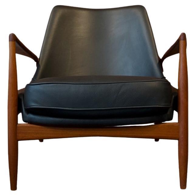 Seal Chairs by Ib Kofod Larsen for OPE, Sweden. Teak, Black Leather For Sale