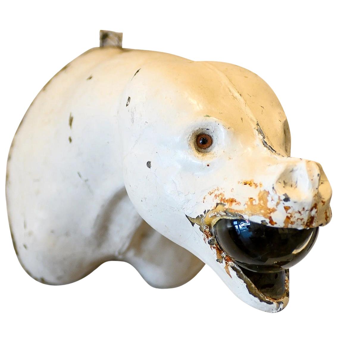 Seal Head with Glass Orb Wall Sculpture For Sale