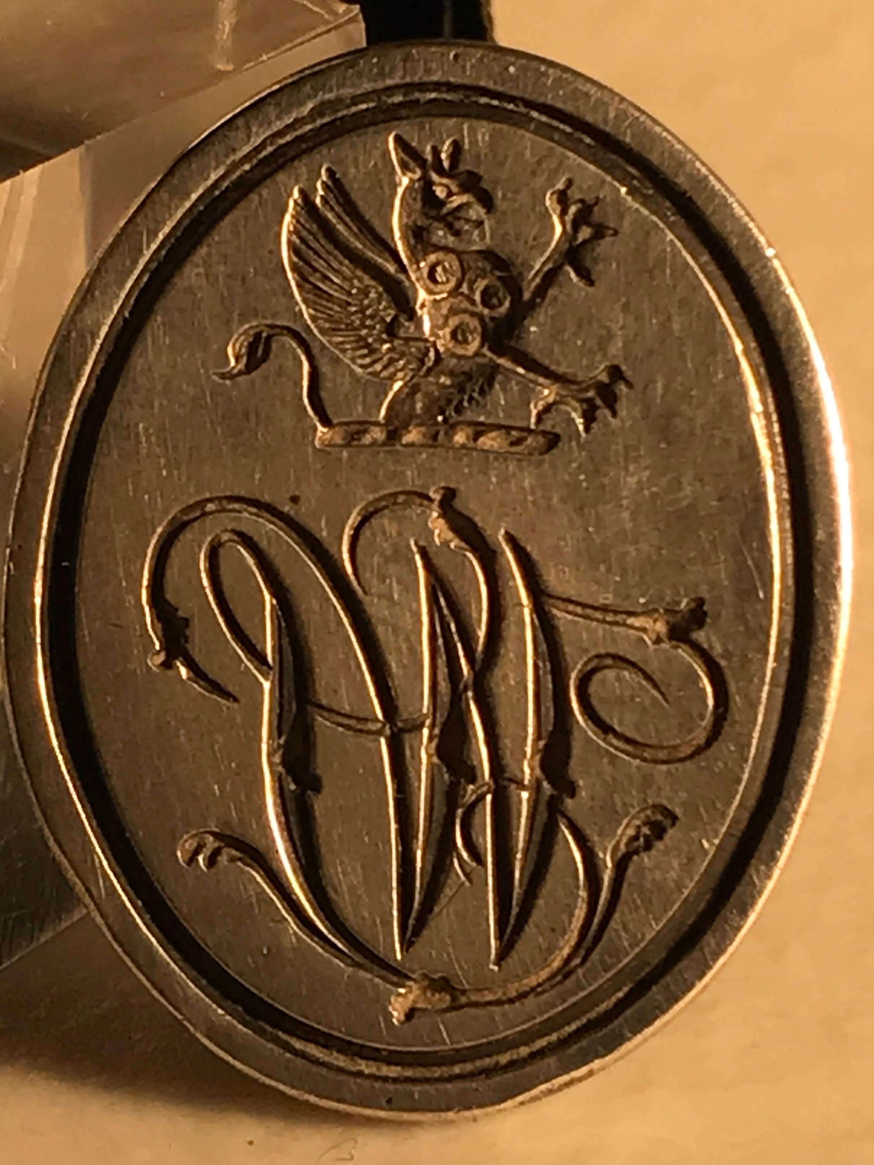 British Seal Initialled WJ Wivern IS Lion Profile George III Silver For Sale
