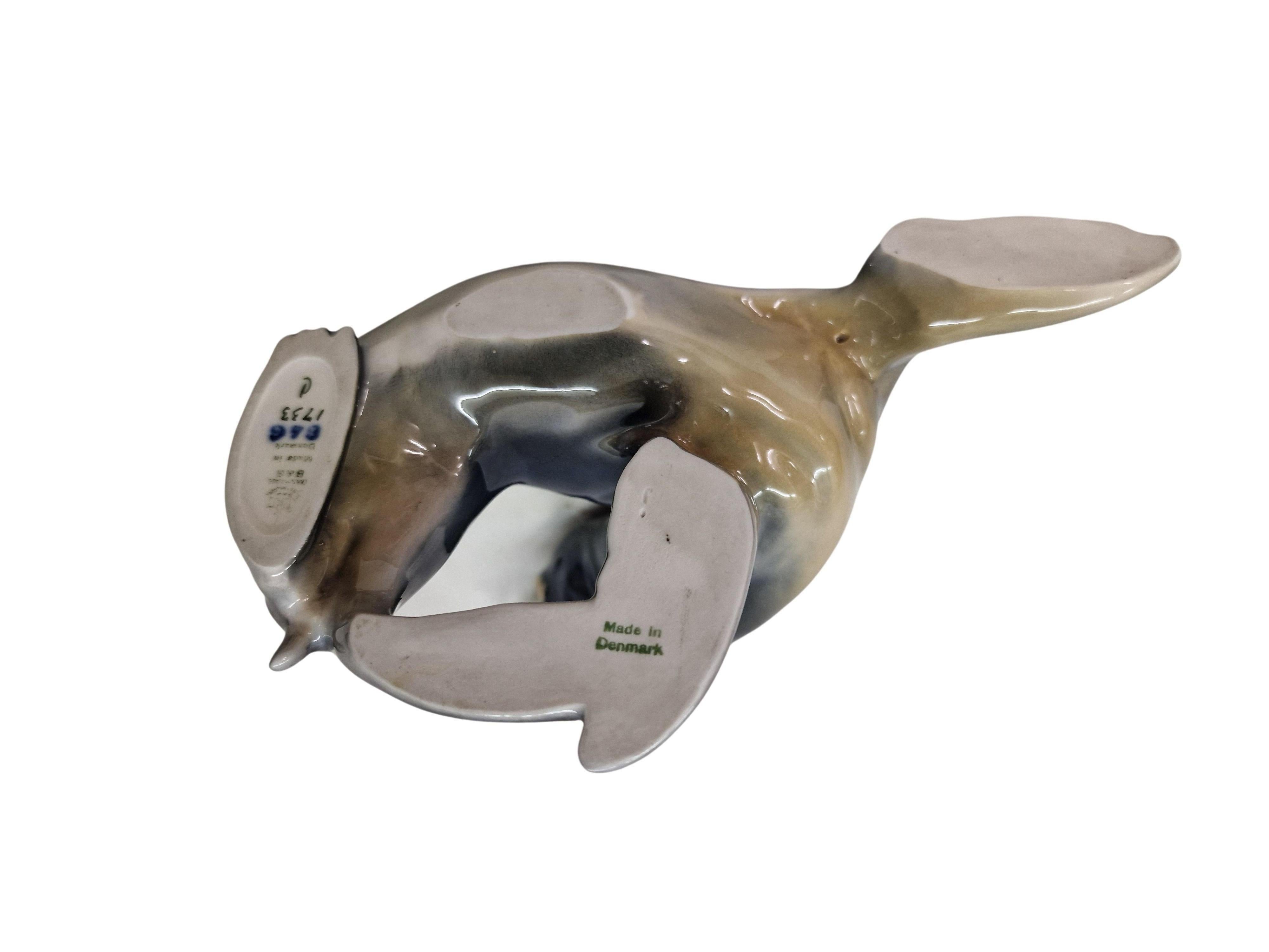 Estatuilla de león marino, porcelana, T Madsen, Royal Copenhagen, Art Decó, Dinamarca en venta 3