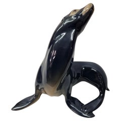 Seal sea lion figurine, porcelain, T Madsen, Royal Copenhagen, Art Deco, Denmark