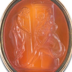 Seal with an intaglio of Achilles mourning Patroclus. English, 18th century.