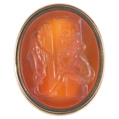 Seal with an intaglio of Achilles mourning Patroclus. English, 18th century.