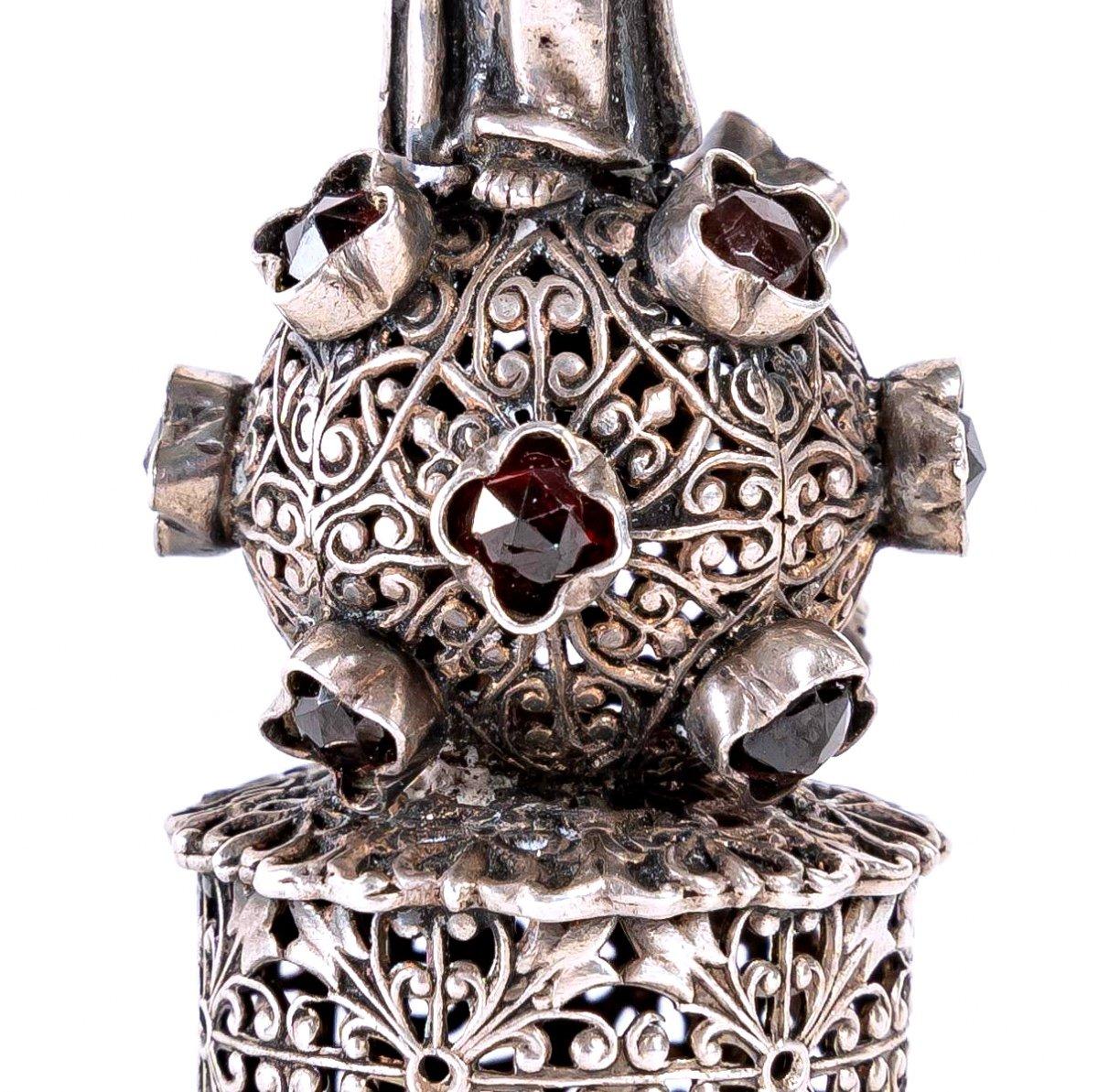 19th Century Sealing Seal, Sterling Silver and Garnet, Period, XIXth Century