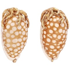 Seaman Schepps 14 Karat Yellow Gold Sea Shell Clip-On Earrings