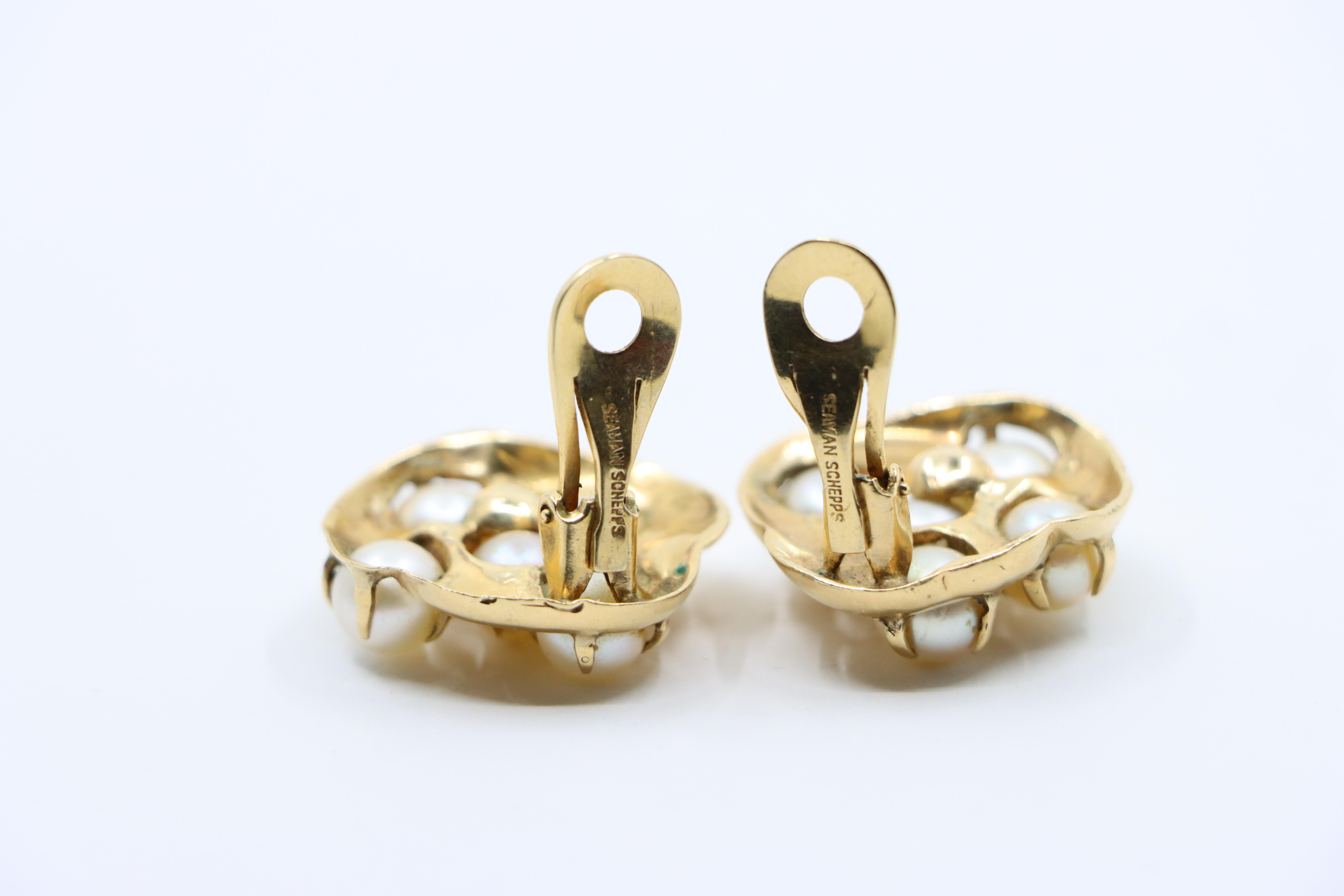 Boucles d'oreilles perles en or 14K de Seaman Schepps en vente 5