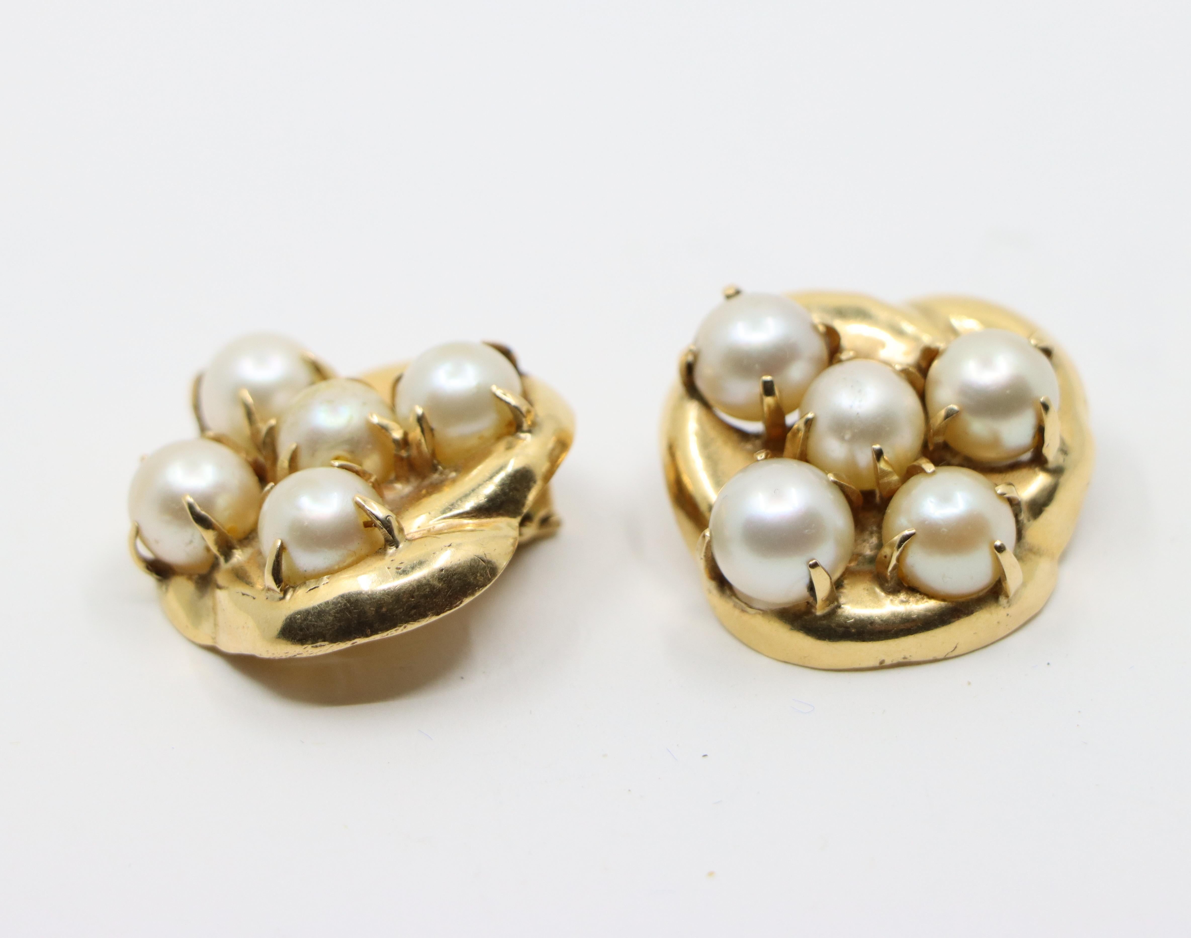 Boucles d'oreilles perles en or 14K de Seaman Schepps en vente 6