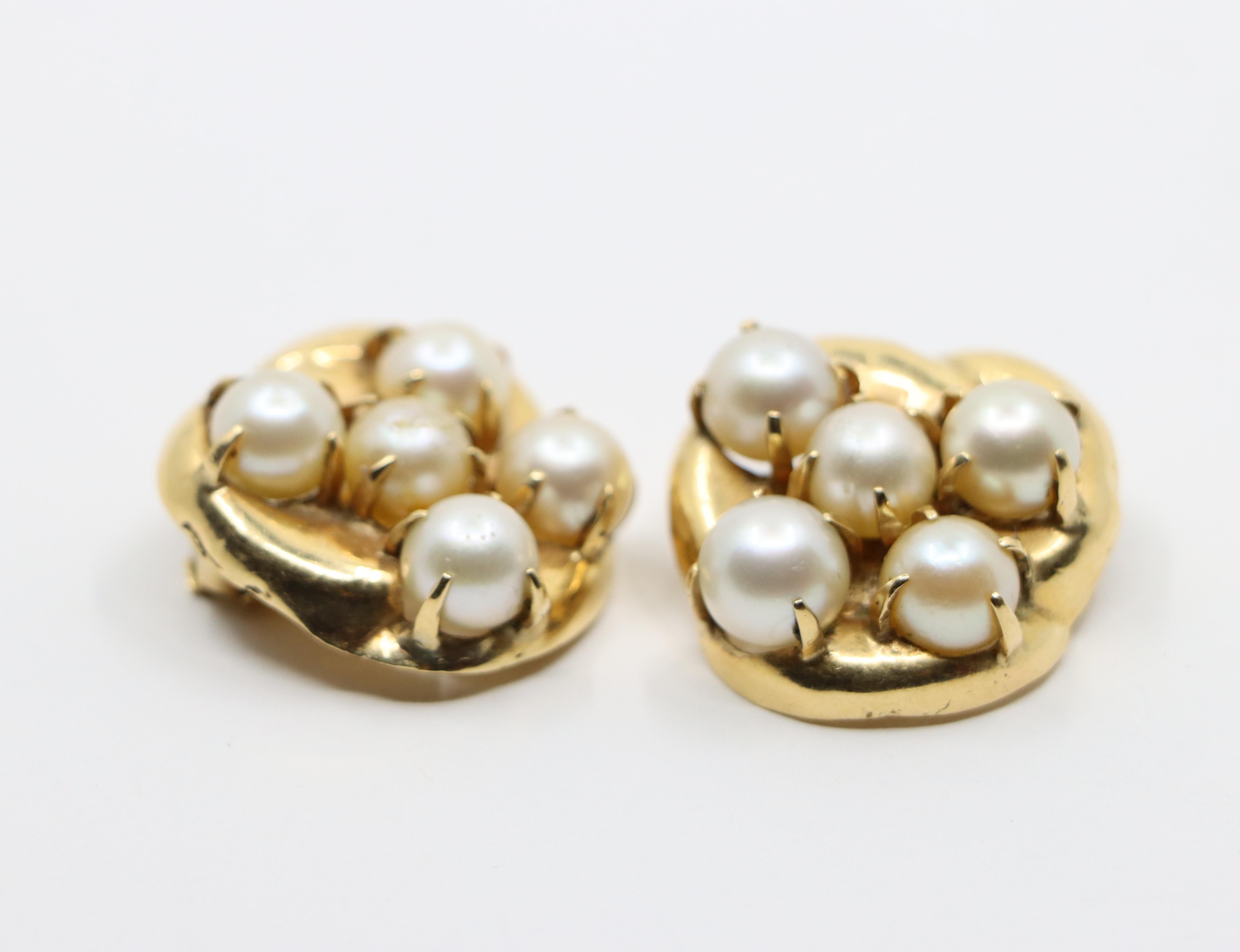 Boucles d'oreilles perles en or 14K de Seaman Schepps en vente 3