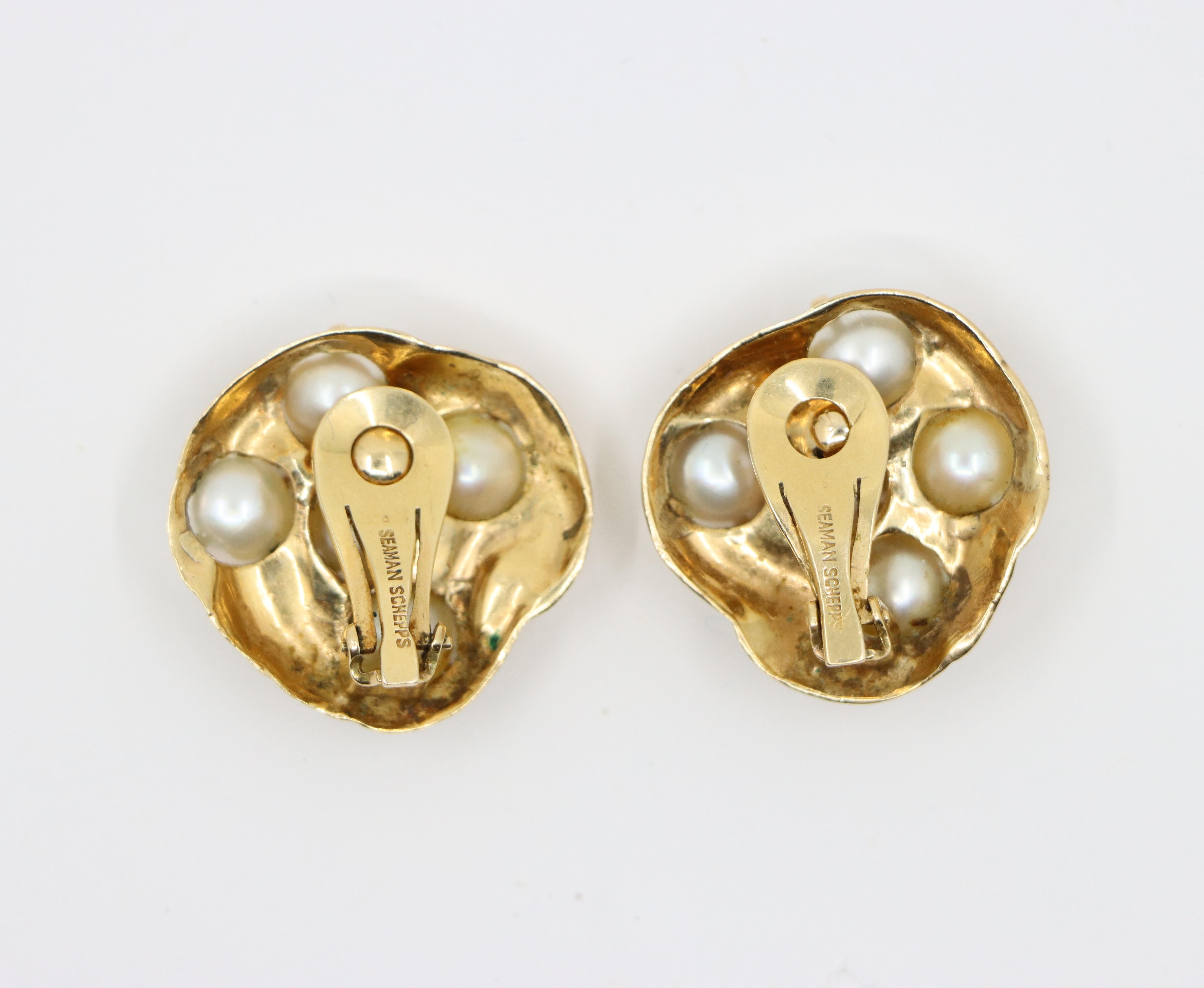Boucles d'oreilles perles en or 14K de Seaman Schepps en vente 4