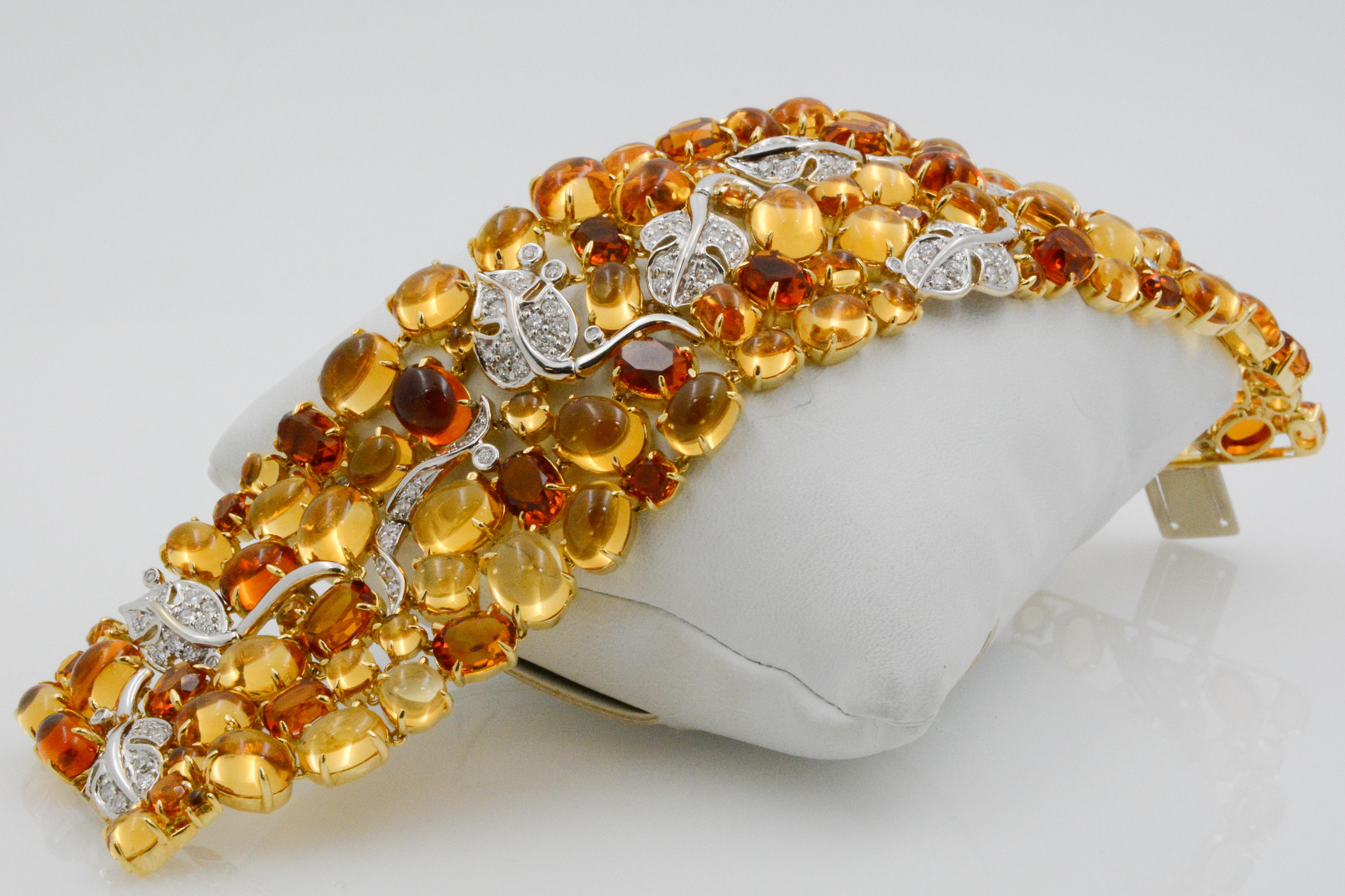 Seemann Schepps Armband aus 18 Karat Gelb- und Weißgold mit Citrin und Diamanten Damen