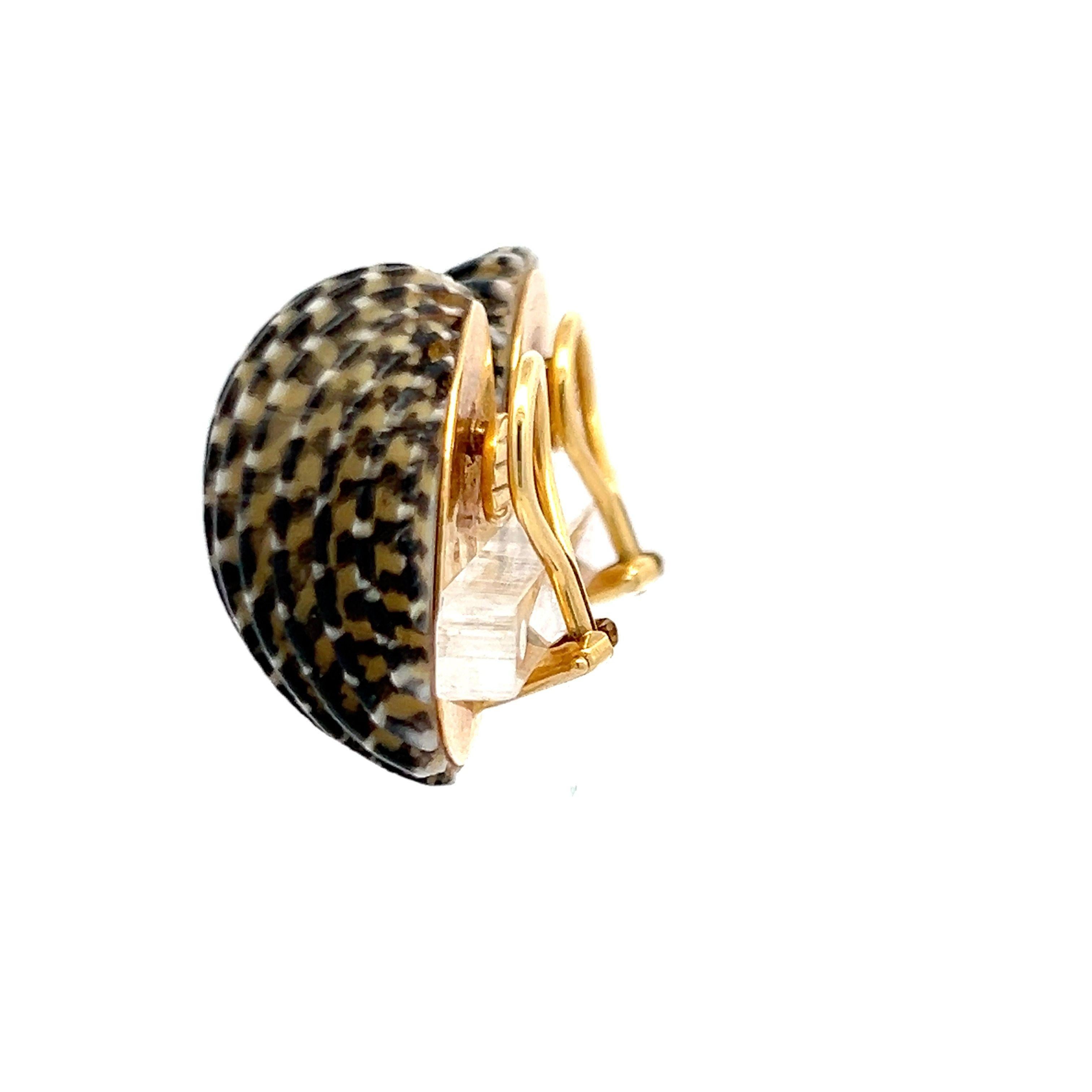 Seaman Schepps 18 Karat Yellow Gold Clip On Shell Earrings For Sale 2