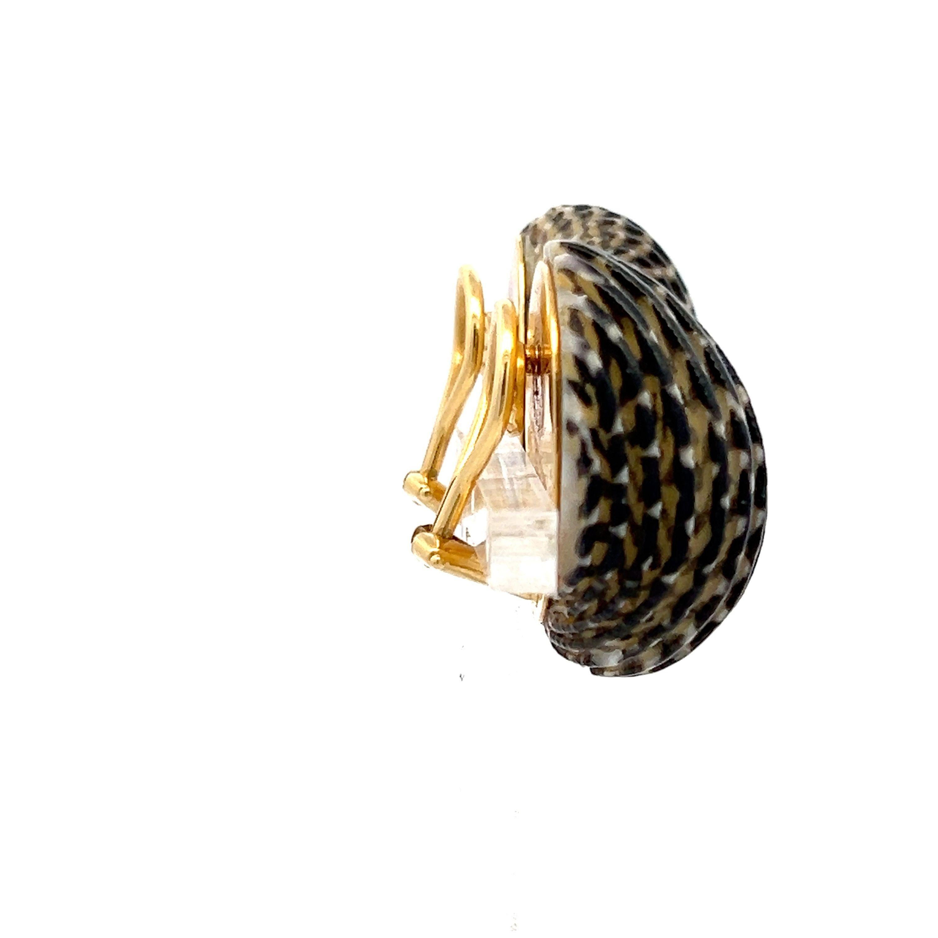 Seaman Schepps 18 Karat Yellow Gold Clip On Shell Earrings For Sale 5