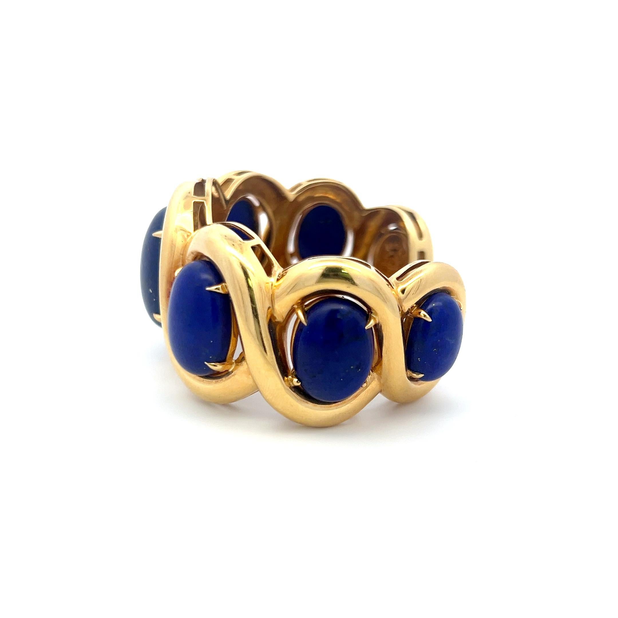 Seaman Schepps Bracelet jonc en or jaune 18 carats et lapis Pour femmes en vente