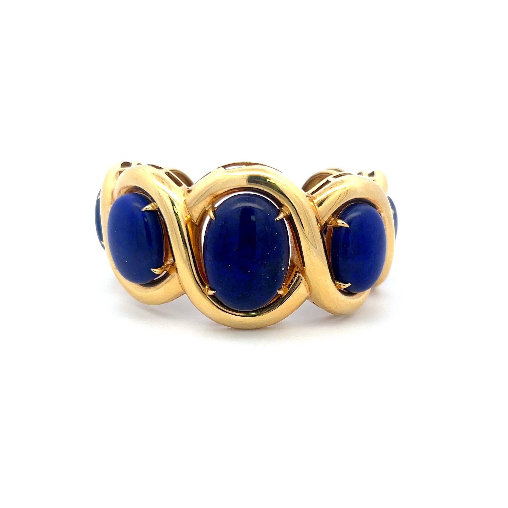 Seaman Schepps Bracelet jonc en or jaune 18 carats et lapis en vente 1