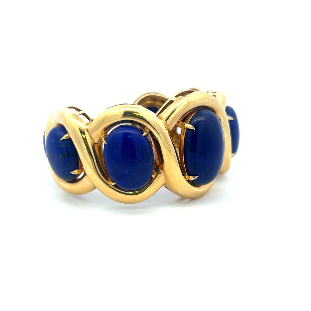 Seaman Schepps Bracelet jonc en or jaune 18 carats et lapis en vente 3