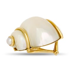 Seaman Schepps 18 Karat Yellow Gold Mother of Pearl Shell Earrings