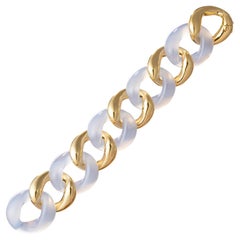 Seaman Schepps - Bracciale a maglie grandi con calcedonio blu in oro 18 ct.