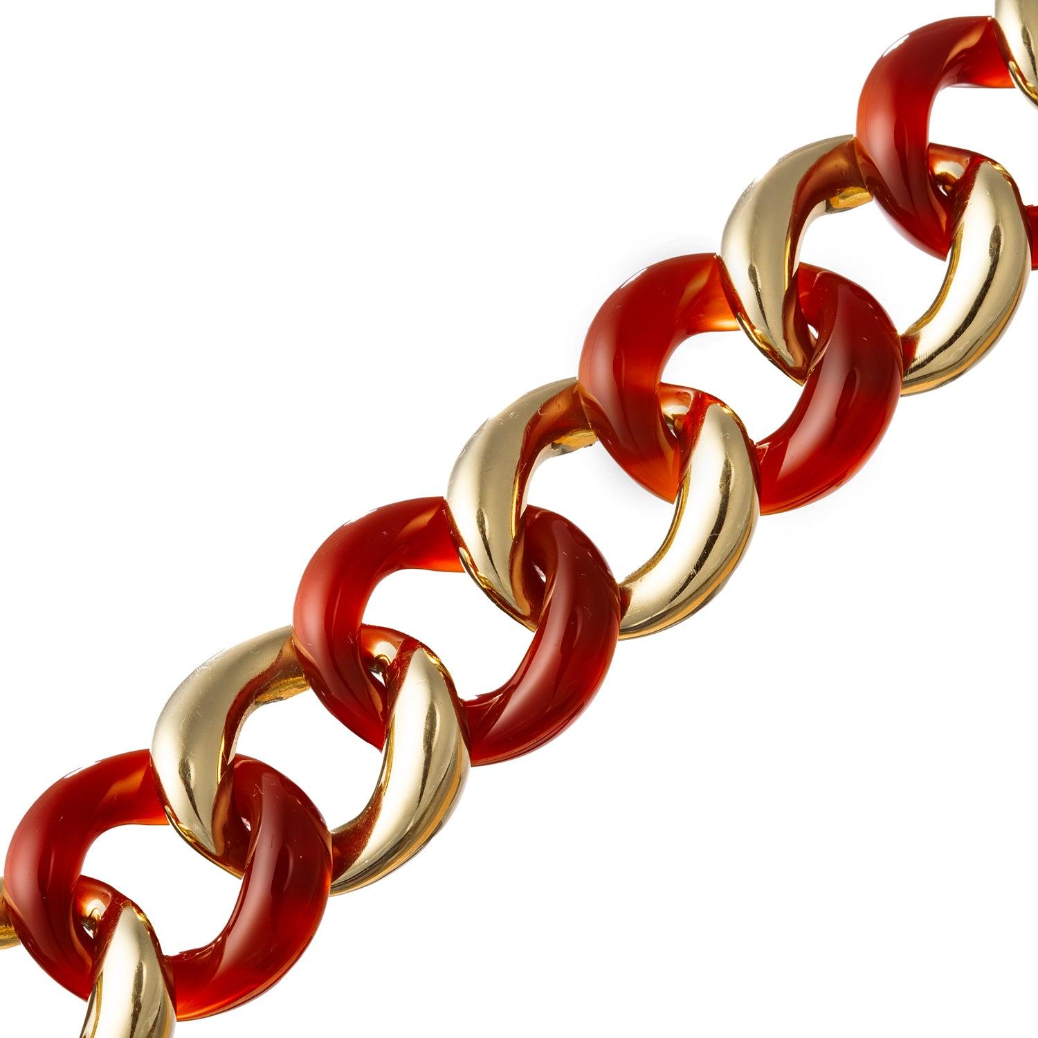 Seaman Schepps 18k Gold Karneol Medium Gliederarmband (Gewalkt) im Angebot