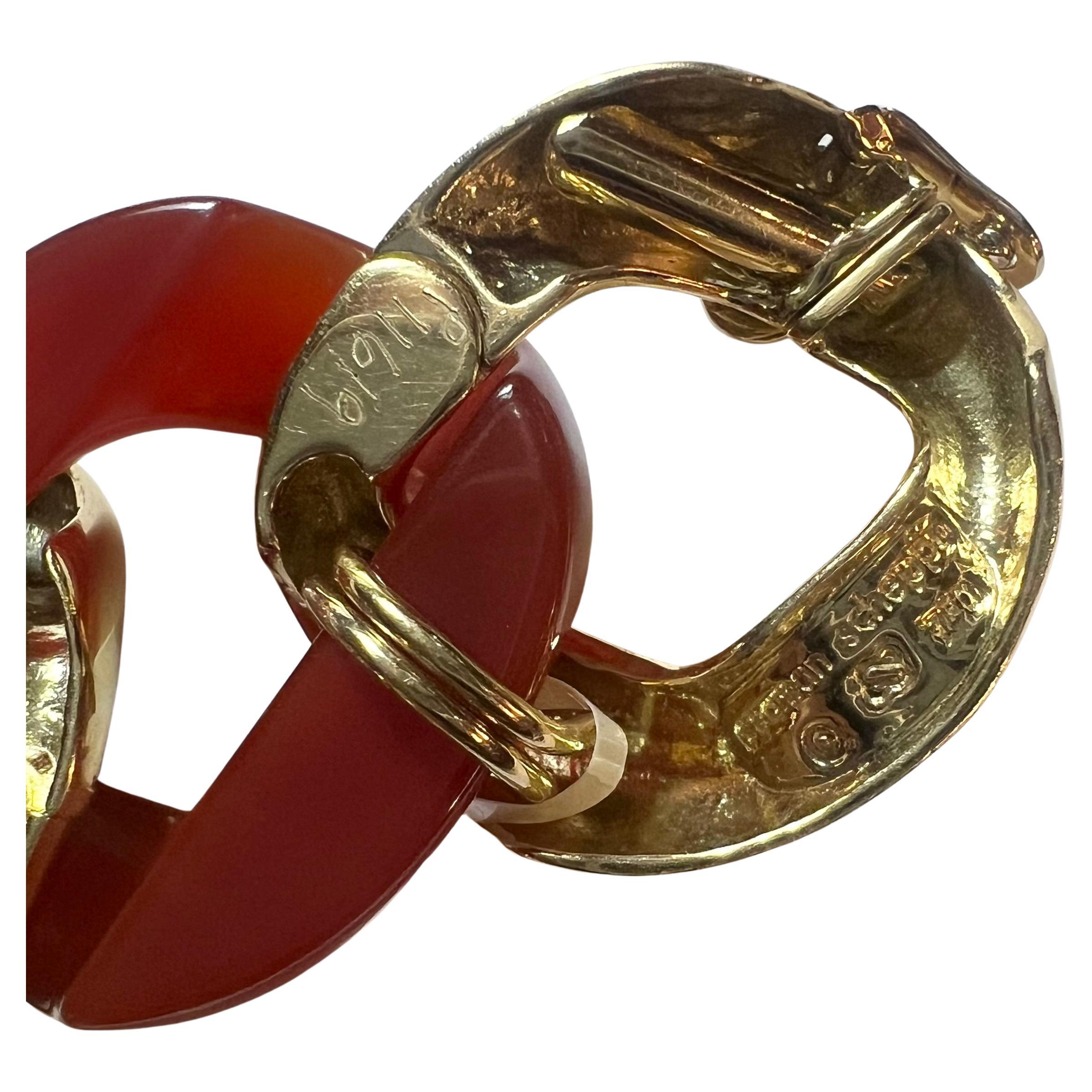 Seaman Schepps 18k Gold Karneol Medium Gliederarmband im Zustand „Hervorragend“ im Angebot in Palm Beach, FL