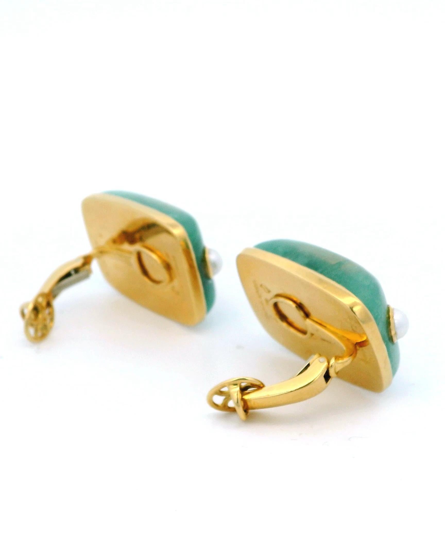 Orecchini con crisoprasio e perle citrine in oro 18 carati Seaman Schepps in vendita 1