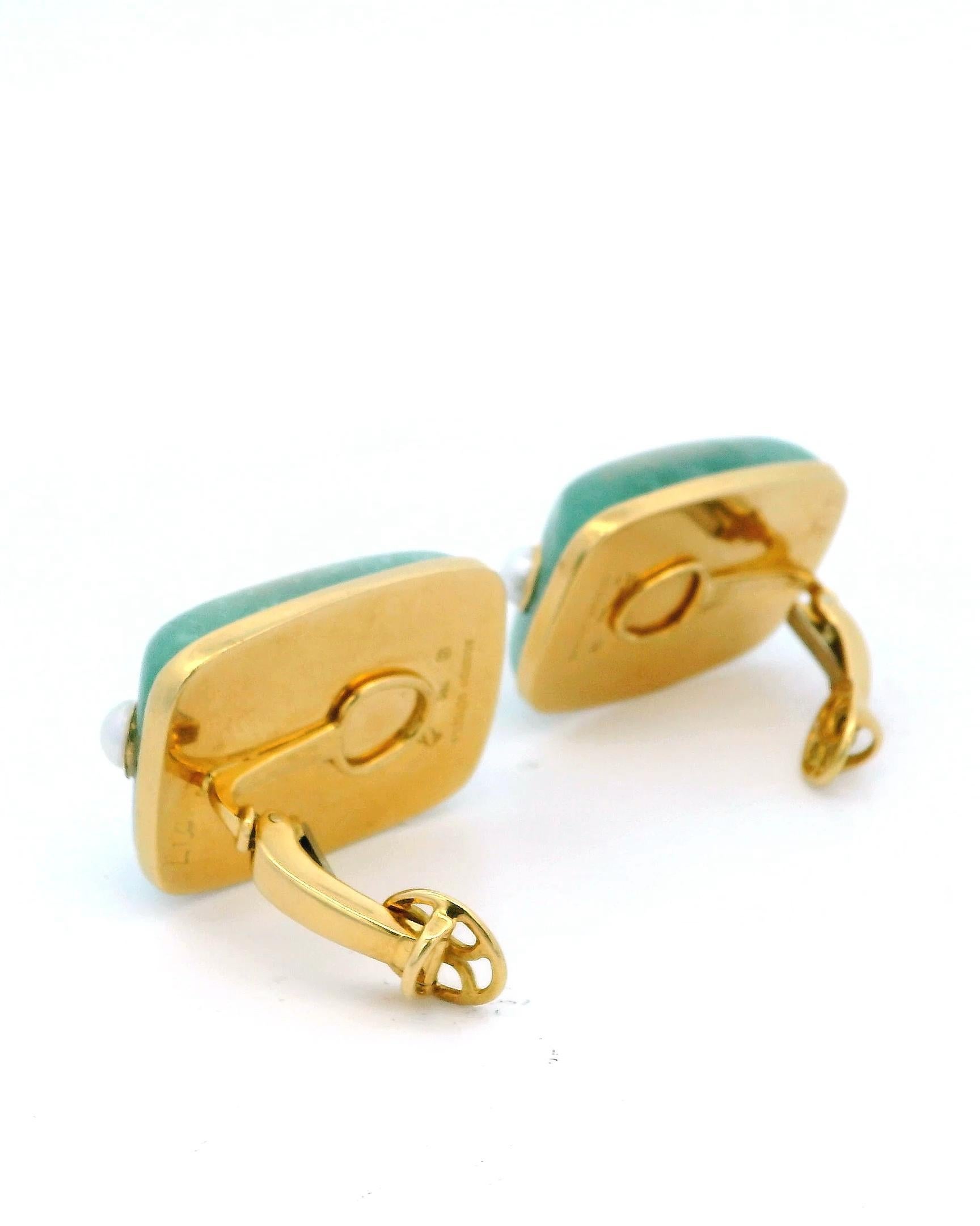 Orecchini con crisoprasio e perle citrine in oro 18 carati Seaman Schepps in vendita 2