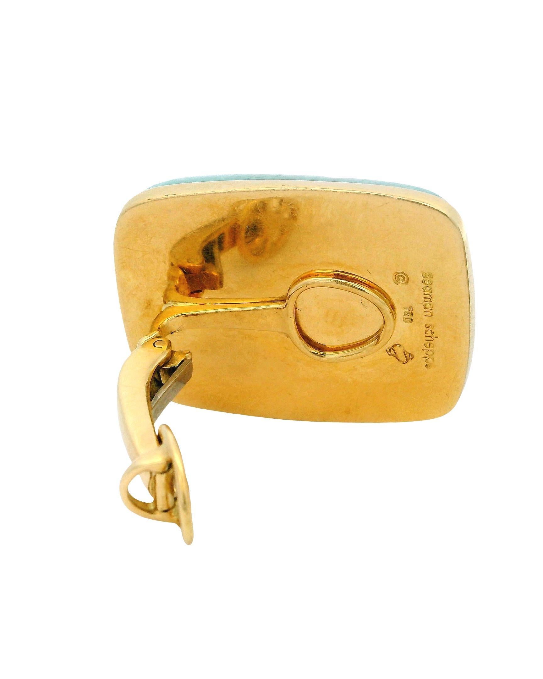Orecchini con crisoprasio e perle citrine in oro 18 carati Seaman Schepps in vendita 3