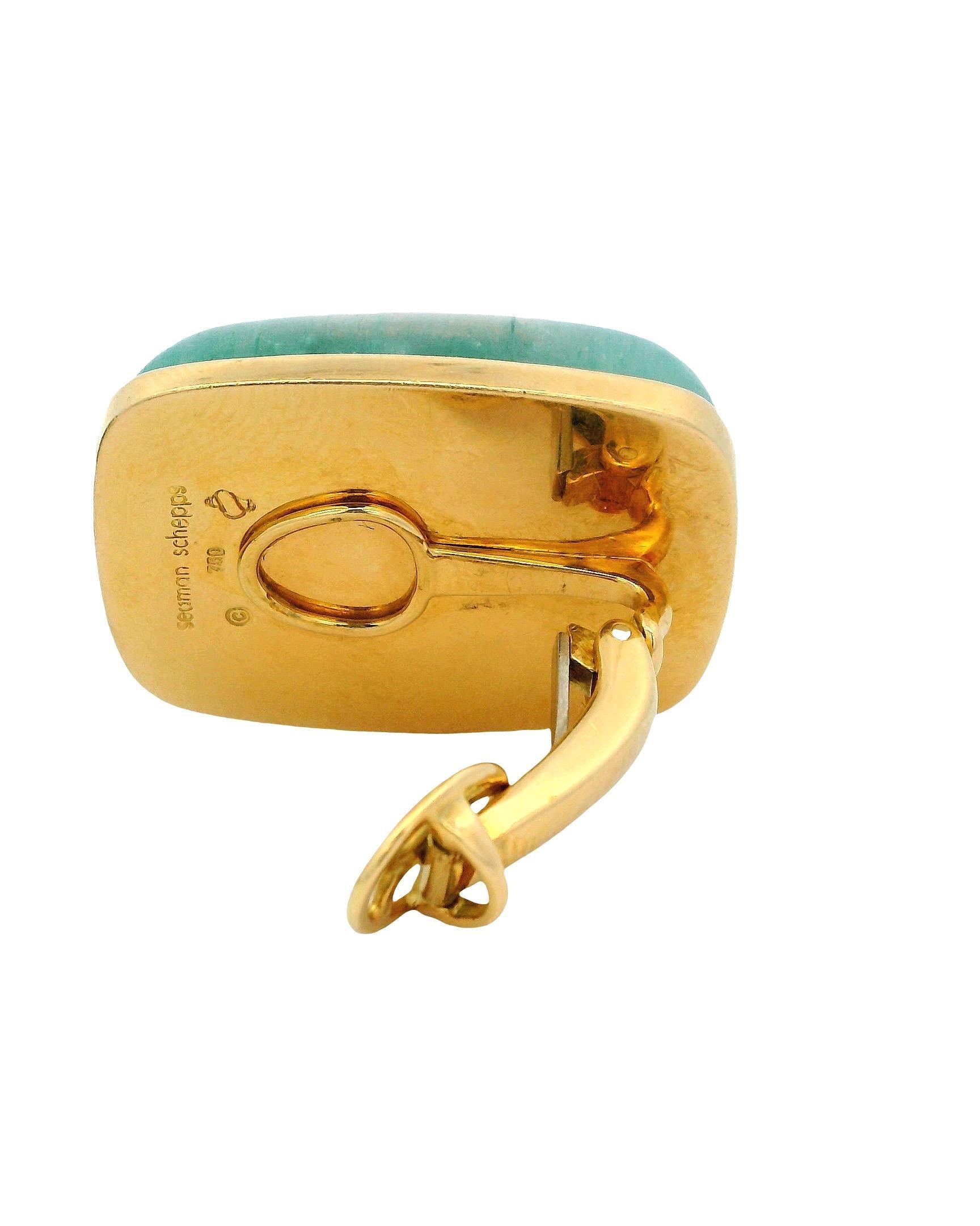 Orecchini con crisoprasio e perle citrine in oro 18 carati Seaman Schepps in vendita 4