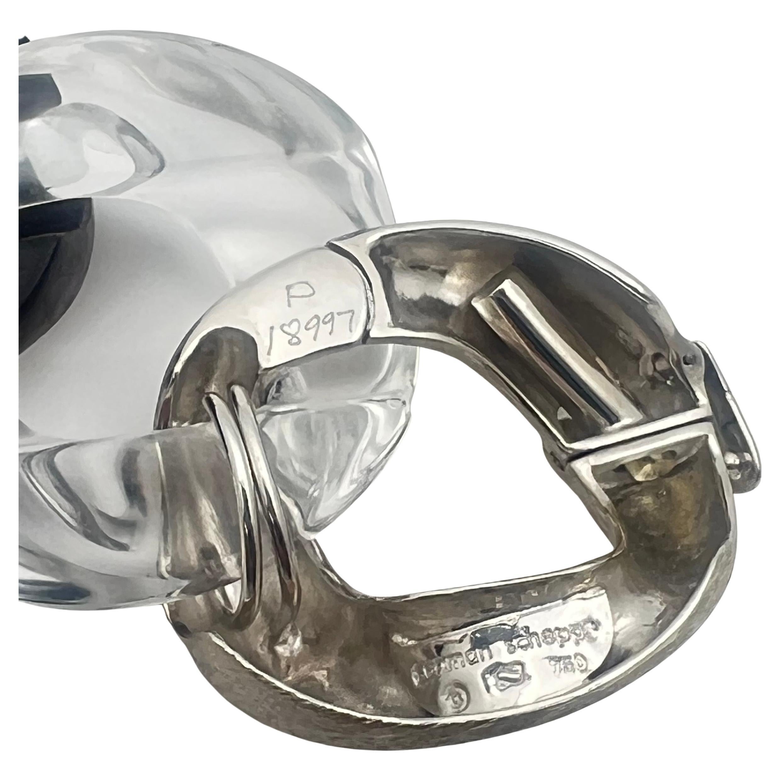 Seaman Schepps Pulsera de eslabones de cristal de roca de ébano y oro de 18 quilates en Excelente estado para la venta en Palm Beach, FL