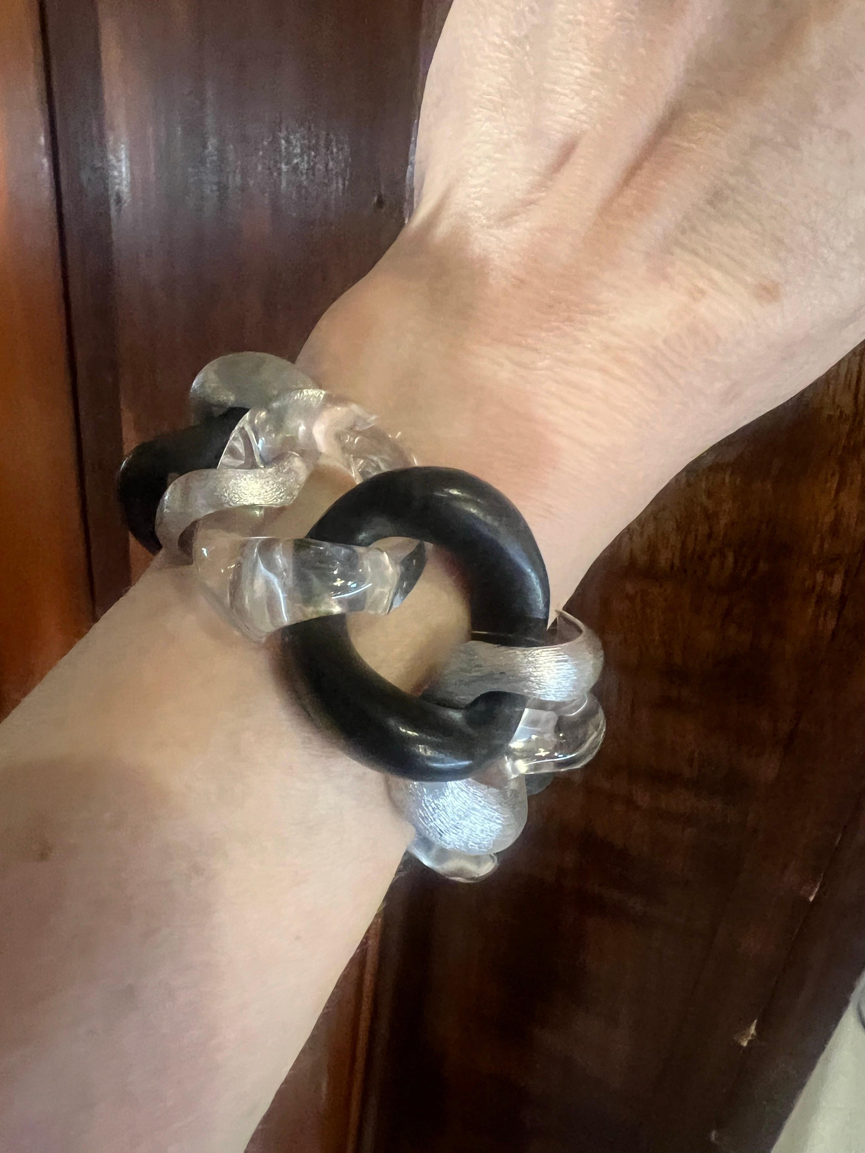 De las mujeres Seaman Schepps Pulsera de eslabones de cristal de roca de ébano y oro de 18 quilates en venta