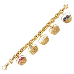 Seaman Schepps 18k Gold Lightship Gem Charm Bracelet