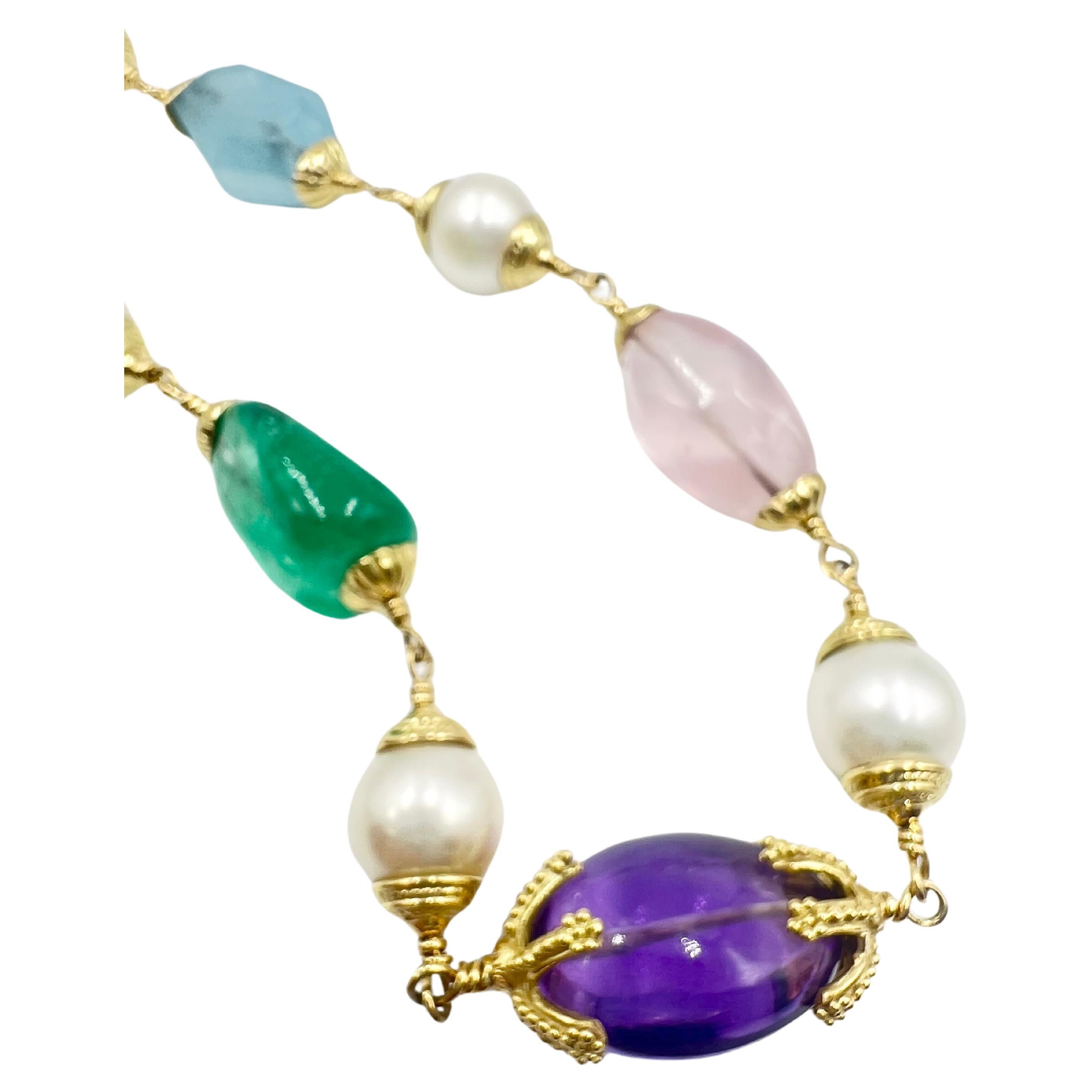 Women's Seaman Schepps 18k Gold Multi-Gemstone Baroque Bead Necklace