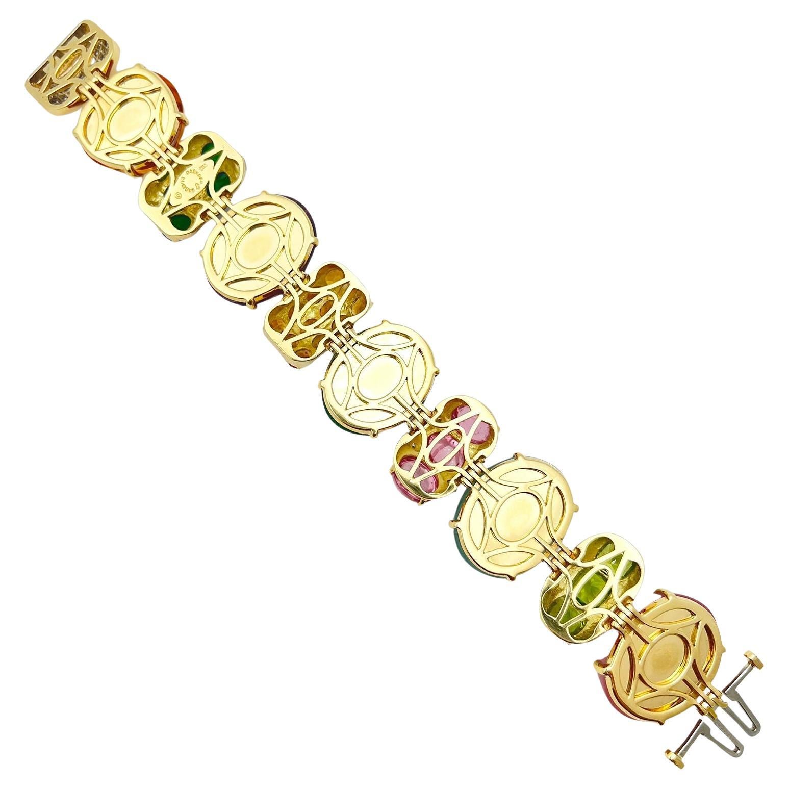Cabochon Seaman Schepps 18k Gold Multicolored Gemstone Rio Bracelet For Sale