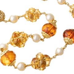 Seaman Schepps 18k Gold Pearl Citrine Amber Baroque Necklace