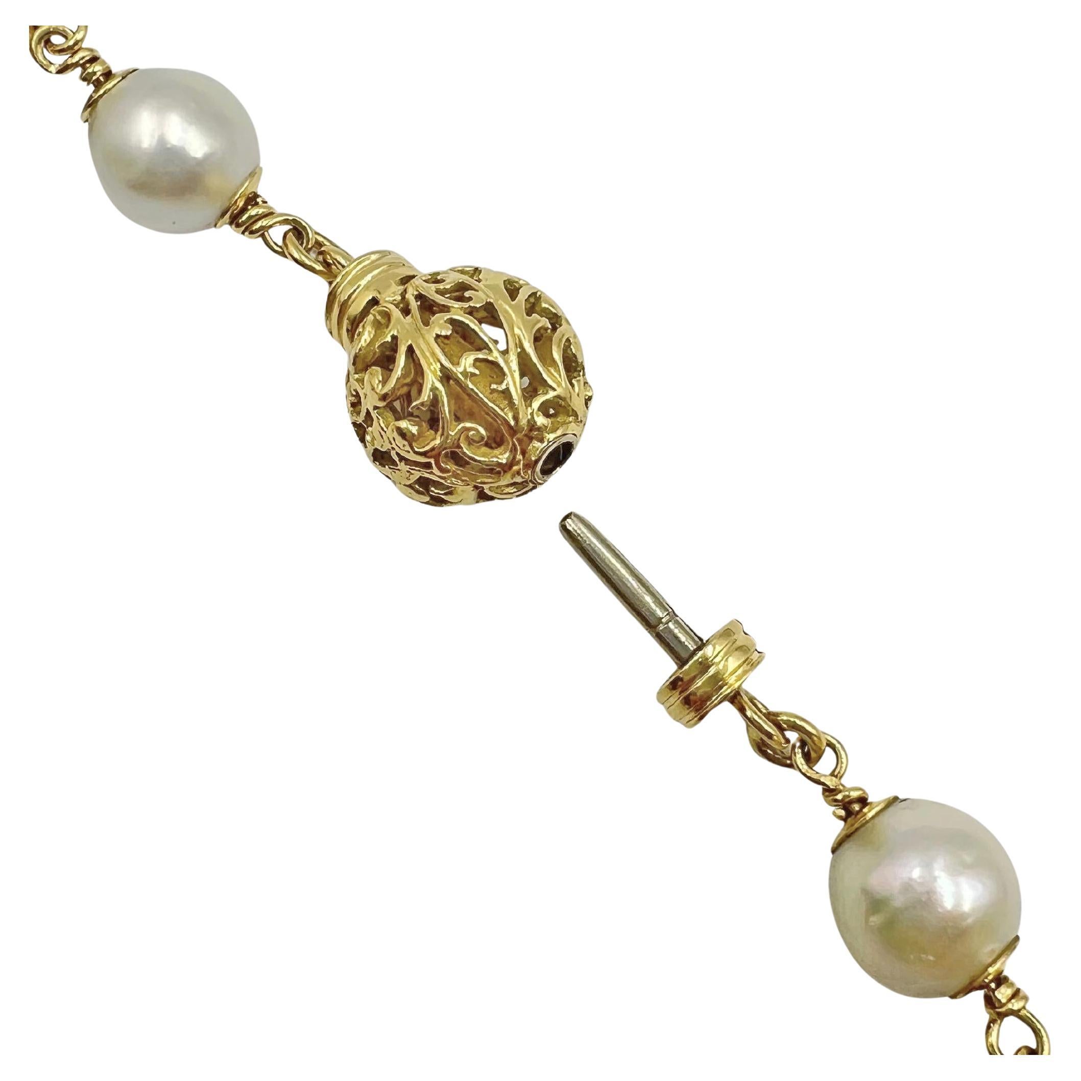 Collana barocca Seaman Schepps in oro 18k con perle e ambra citrina In condizioni ottime in vendita a Palm Beach, FL