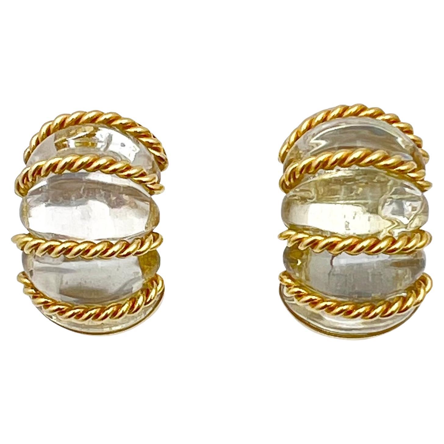 Seaman Schepps 18k Gold Quartz Shrimp Earrings in vendita