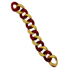 Pulsera de eslabones Seaman Schepps de 18k con zafiros y cornalina
