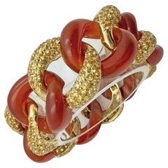 Seaman Schepps Armband aus 18-karätigem Gelbgold mit Saphir und Karneol in Gliederoptik