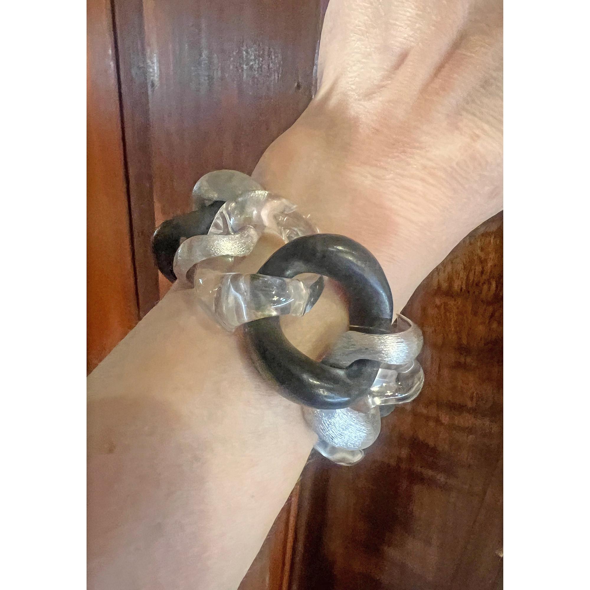 Seaman Schepps - Bracelet à maillons en or 18 carats, ébène et cristal de roche Pour femmes en vente