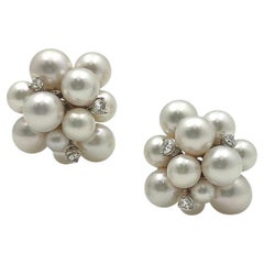 Boucles d'oreilles Seaman Schepps en or 18k avec perles et diamants