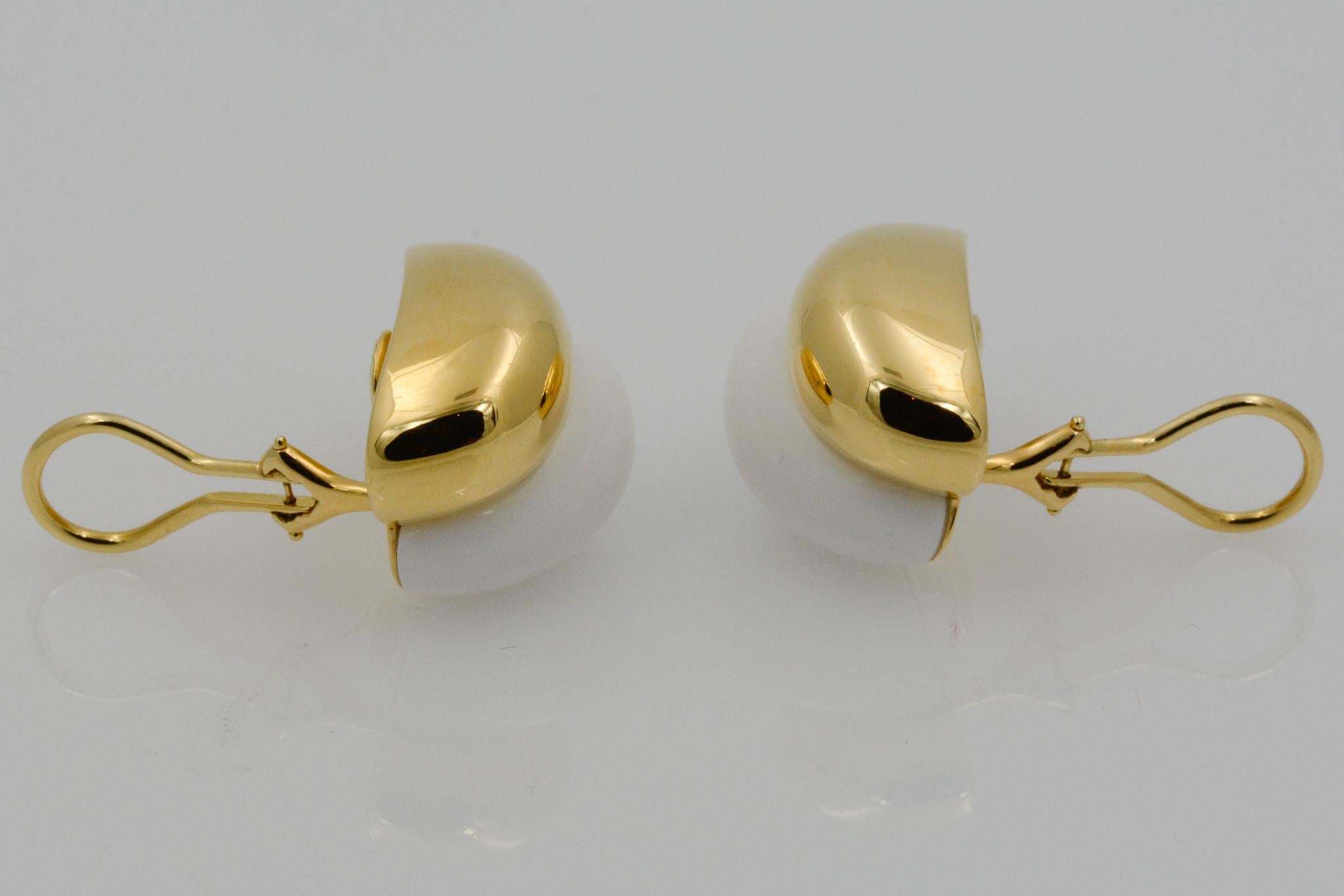 Seaman Schepps 18 Karat Yellow and White Ceramic Silhouette Earrings 2