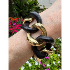 Seaman Schepps 18k Yellow Gold Ebony Wood Link Bracelet