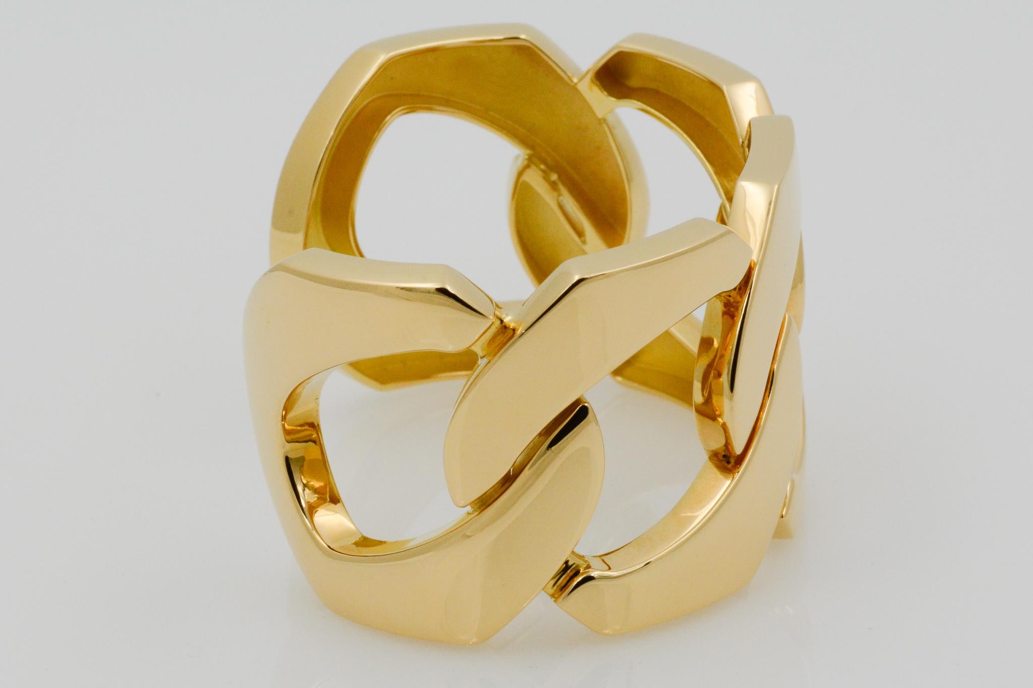 Seaman Schepps 18 Karat Yellow Gold Flat Link Cuff Bracelet In New Condition In Dallas, TX