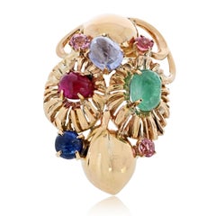 Seaman Schepps 18K Yellow Gold Gemstone Brooch