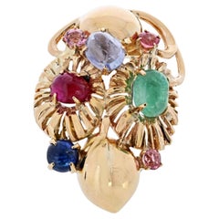 Seaman Schepps 18K Yellow Gold Gemstone Brooch