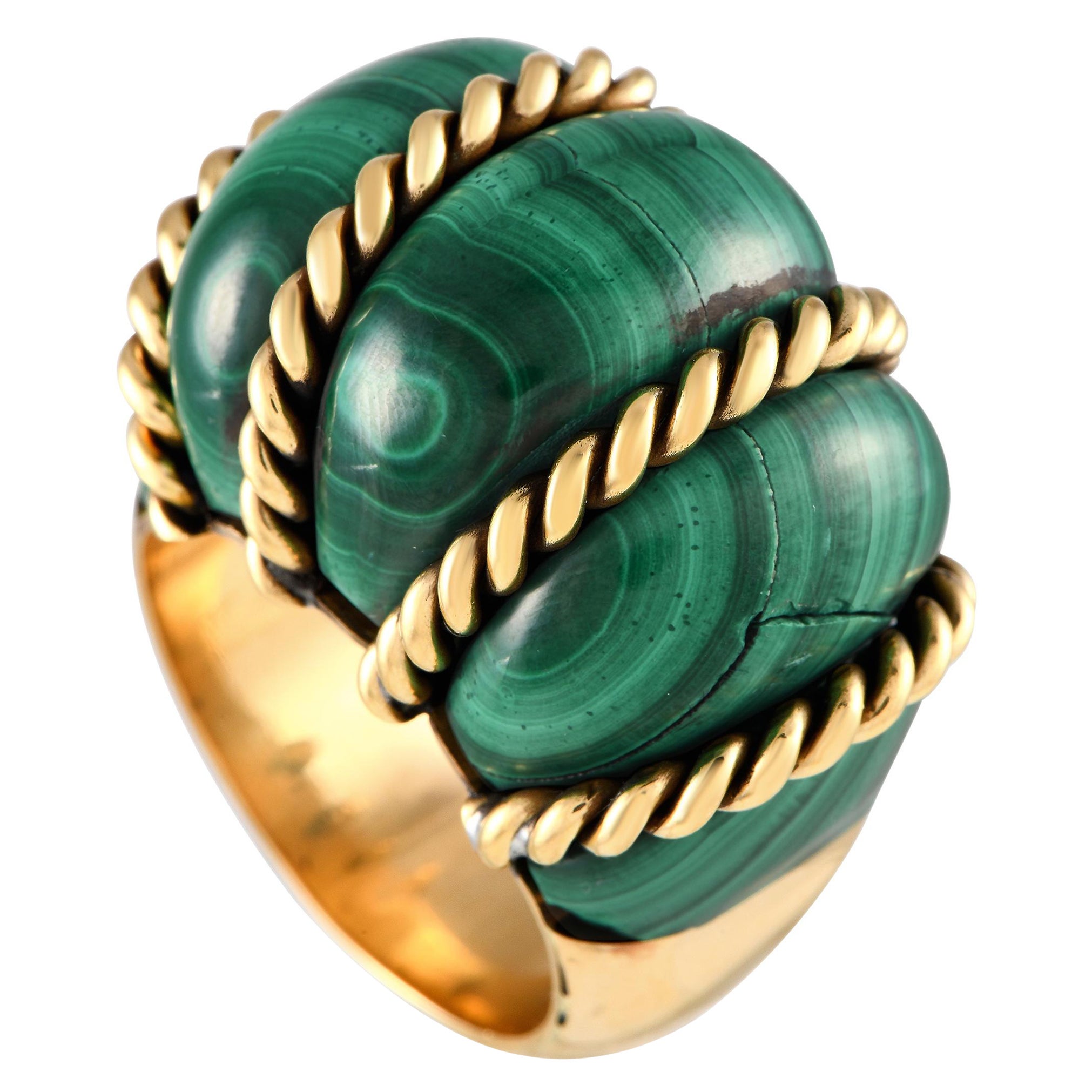 Seaman Schepps, bague cocktail en or jaune 18 carats et malachite