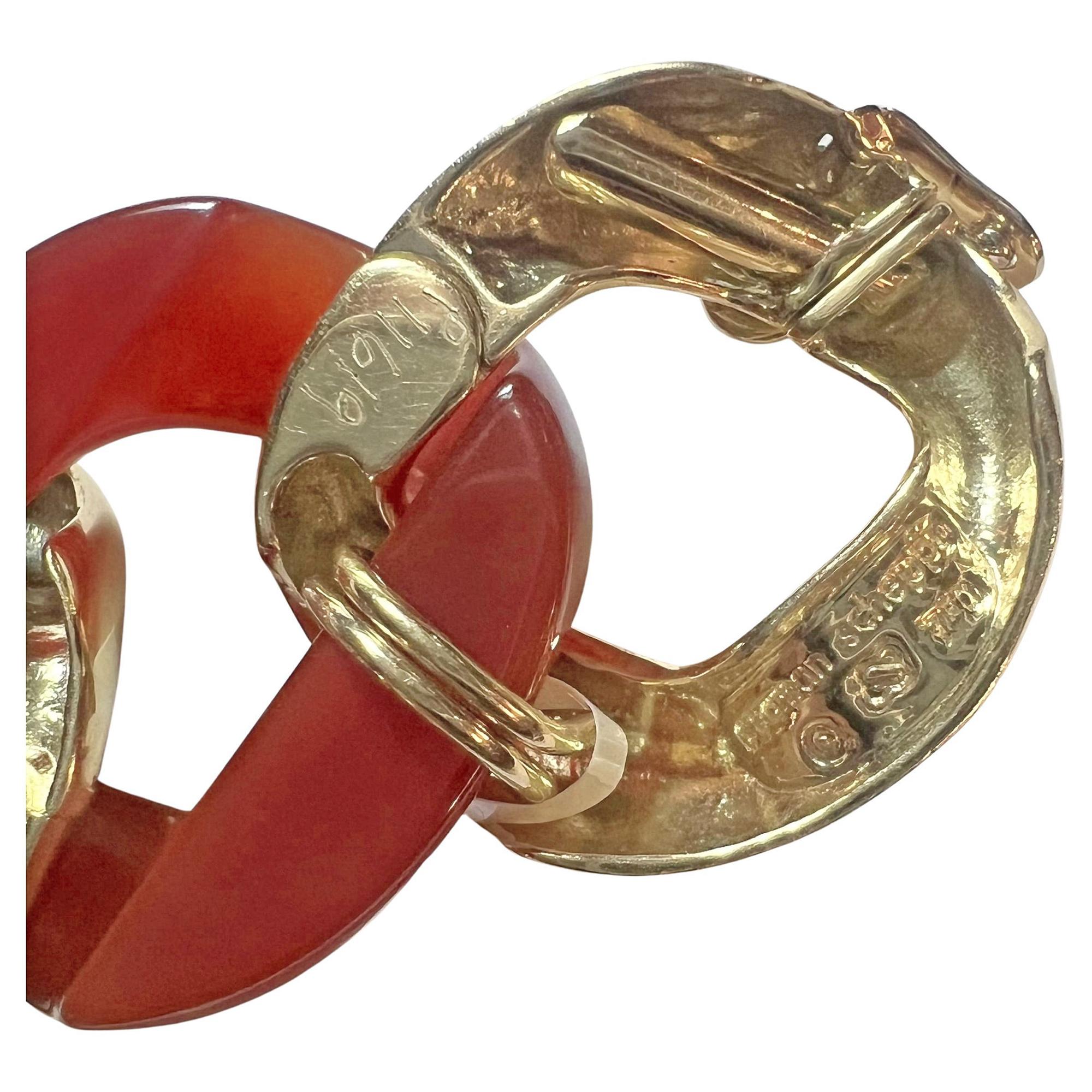 Donna Bracciale A Link medio in oro 18k con corniola Seaman Schepps in vendita
