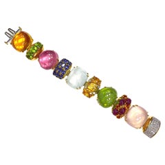 Seaman Schepps Bracelet en or jaune 18K Rio Multi Gem Diamond 7.25 Inches